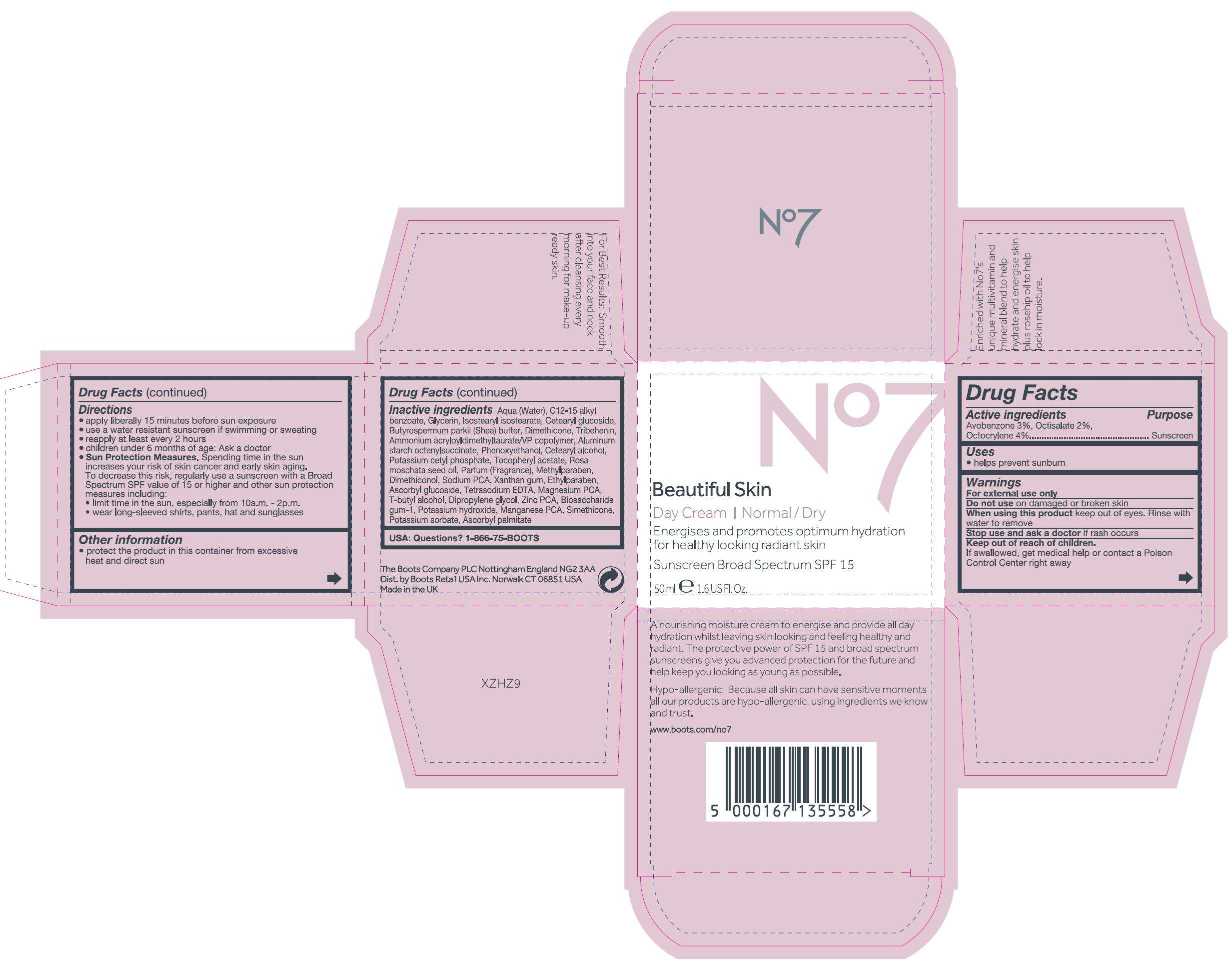 No7 Beautiful Skin Day Normal Dry Sunscreen Broad Spectrum SPF 15